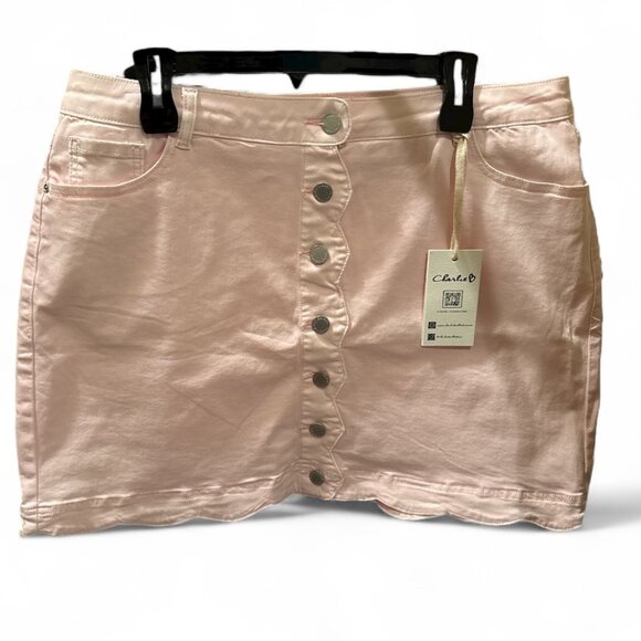 CHARLIE B scalloped hem button-front twill skort in petal - Size 16 - NWT - Picture 1 of 3